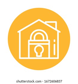 house with padlock, block and flat style icon vector illustration design