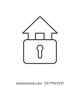 House and padlock. Home security icon design isolated on white background. Vector illustration