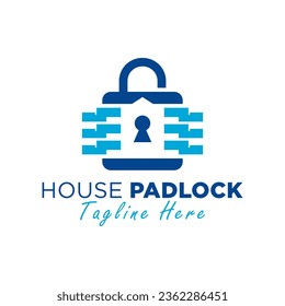 house padlock illustration logo design