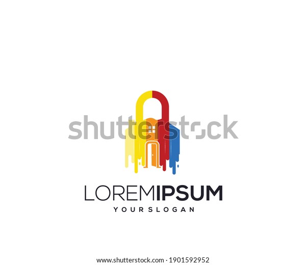 house padlock key\
icon logo design\
template