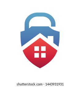 House With Padlock Property Logo Design