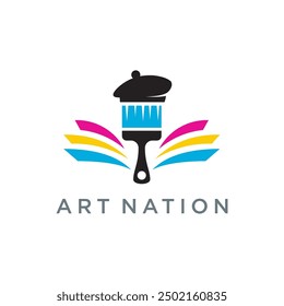 Pincel de pintura de la casa a todo color logo diseño Vector Plantilla, arte nación logo.
