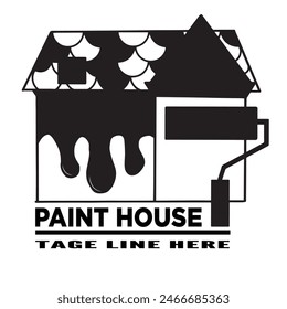 house paint illustration, old school house paint logo