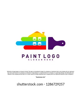 House Paint Logo Design Concept Vector. Colorful Home Logo Vector Template