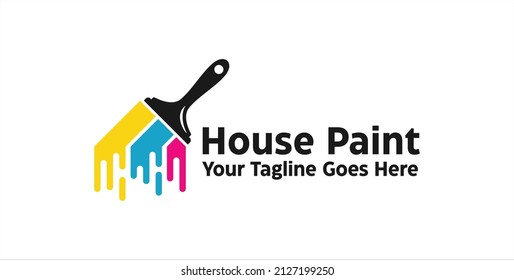 House Paint Logo Design Concept Vector, Home House Painting Service Coloring Logo Design Template Vector