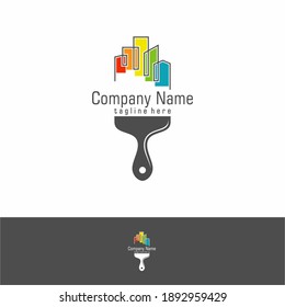 house paint logo design. home painting service design illustration and renovation logo coloring.