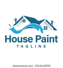 Plantilla de diseño de logo de pintura de casa. Logo de House Paint adecuado para el negocio de reparación de propiedades residenciales.