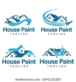 Plantilla de diseño de logo de pintura de casa. Logo de House Paint adecuado para el negocio de reparación de propiedades residenciales.