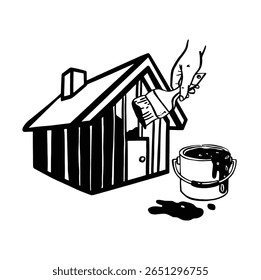 house paint monochrome simple vector