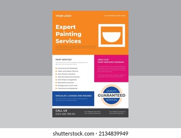 Hausfarben-Flyer-Design, Paint Service Flyer Design-Vorlage. Gewerbliche Immobilien-Malerei Service Plakatdesign.