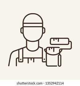 House painter line icon. Workman, job, renovation. Construction concept. Can be used for topics like improvement, decoration, whitewash