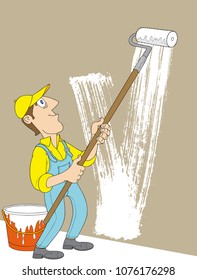 The house painter paints the wall 