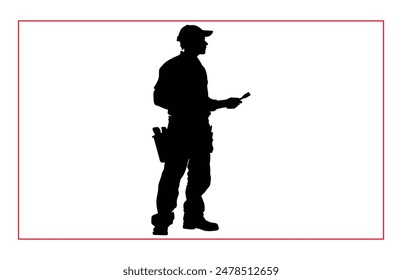 House painter silhouette vector illustration, Painter workers on ladder vector silhouette isolated on white