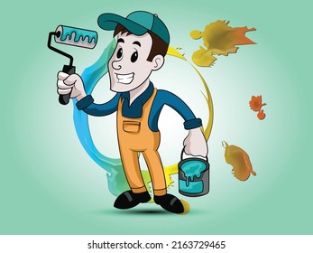 House painter vector illustration. Painter for industrial construction. construction worker