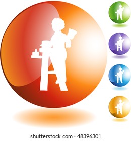 Web-Button des Hausmalers einzeln auf Hintergrund