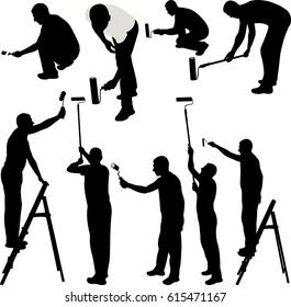 House painters silhouettes - vector