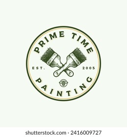 house painting with brush vintage hand drawn painter emblem stamp logo design vector template do using adobe illustrator