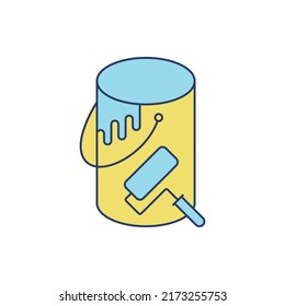 house painting color pot and brush icon