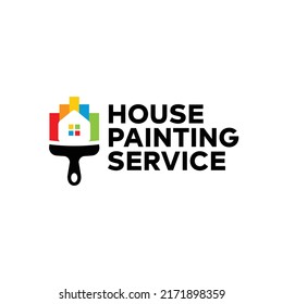 House Painting Colorful Logo Design Template, Walls Paint Job Logo, Home Paint Service Vector Logo, Premium Walls Painting Service