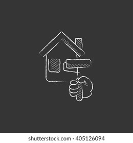 House painting. Drawn in chalk icon.