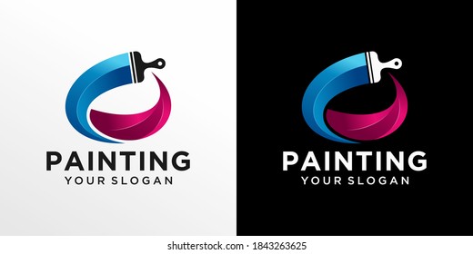 House painting logo design vector template
