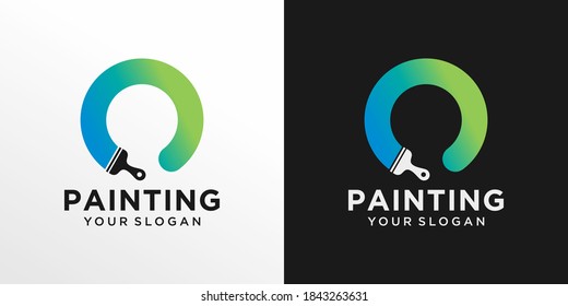 House painting logo design vector template
