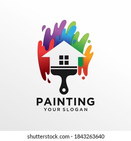 House painting logo design vector template
