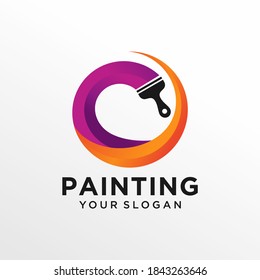 House painting logo design vector template
