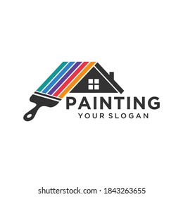 House Painting Logo Design Vector Template
