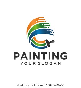 House painting logo design vector template
