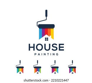 House Painting Logo Design Vector Template