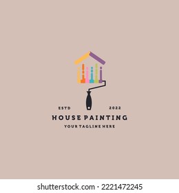 house painting logo design vector, home with color symbol illustration