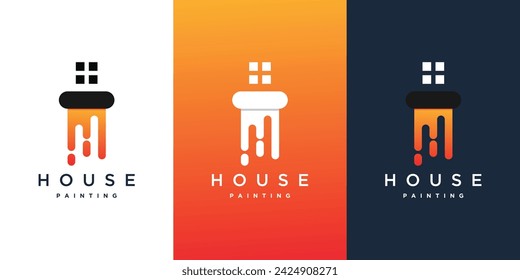 House painting logo with style modern. Premium Vector