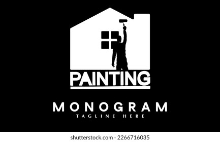 House PAINTING man real estate business company logo vector template
