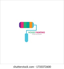 House painting service, decor and repair. Vector logo design