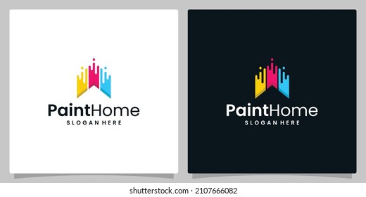 Servicio de pintura en casa, decoración y reparación de iconos multicolor. Logo vector, etiqueta, diseño emblemático. Concepto de decoración, construcción, construcción de casas y tinción.