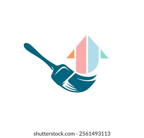 House painting service, decor and repair color icon. Vector logo, label, emblem design. Concept for home decoration, building.