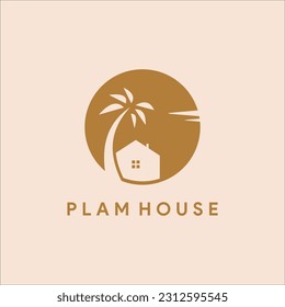 Haus und Palme mit Sonnenhintergrund Homestay-Logo