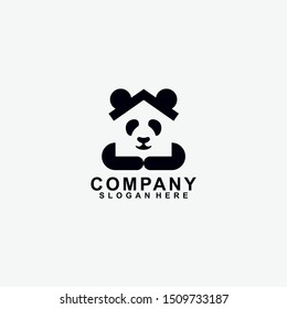 House Of Panda Logo Design Template. Modern Design. Panda Logo. Vector Illustration