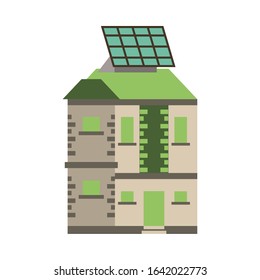 house with panel solar alternative energy vector illustration design