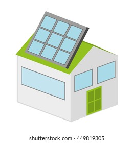 house with panel solar isolated icon design, vector illustration  graphic 