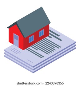 Vector isométrico del icono del papel de la casa. Formulario de crédito. Cuenta médica