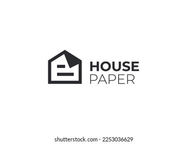 house paper logo design, house certificate letter symbol with folded property document