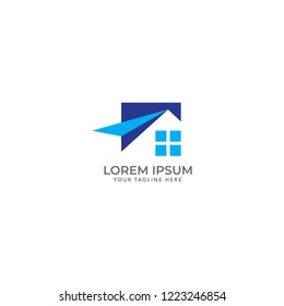 House Paper Plane Logo with window Real estate Illustration Design Template, Suitable for Creative Industries, Technology, Multimedia, Education, Shops and related businesses.