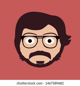 The House of Paper - Professor - Vector Man teacher with moustache and glasses. Flat Illustration