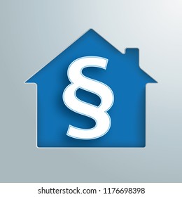 House with a paragraph on the blue background. Eps 10 vector file.