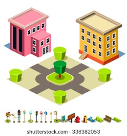 House and Park building icon infographic elements