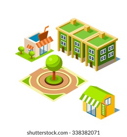 House and Park building icon infographic elements