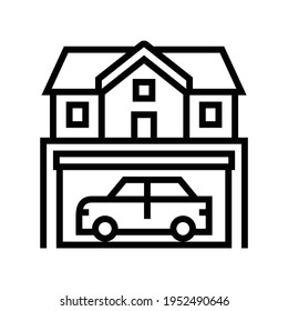 vector de icono de la línea de estacionamiento de la casa. letrero de estacionamiento de la casa. símbolo de contorno aislado ilustración negra
