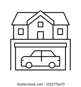 house parking line icon vector. house parking sign. isolated contour symbol black illustration